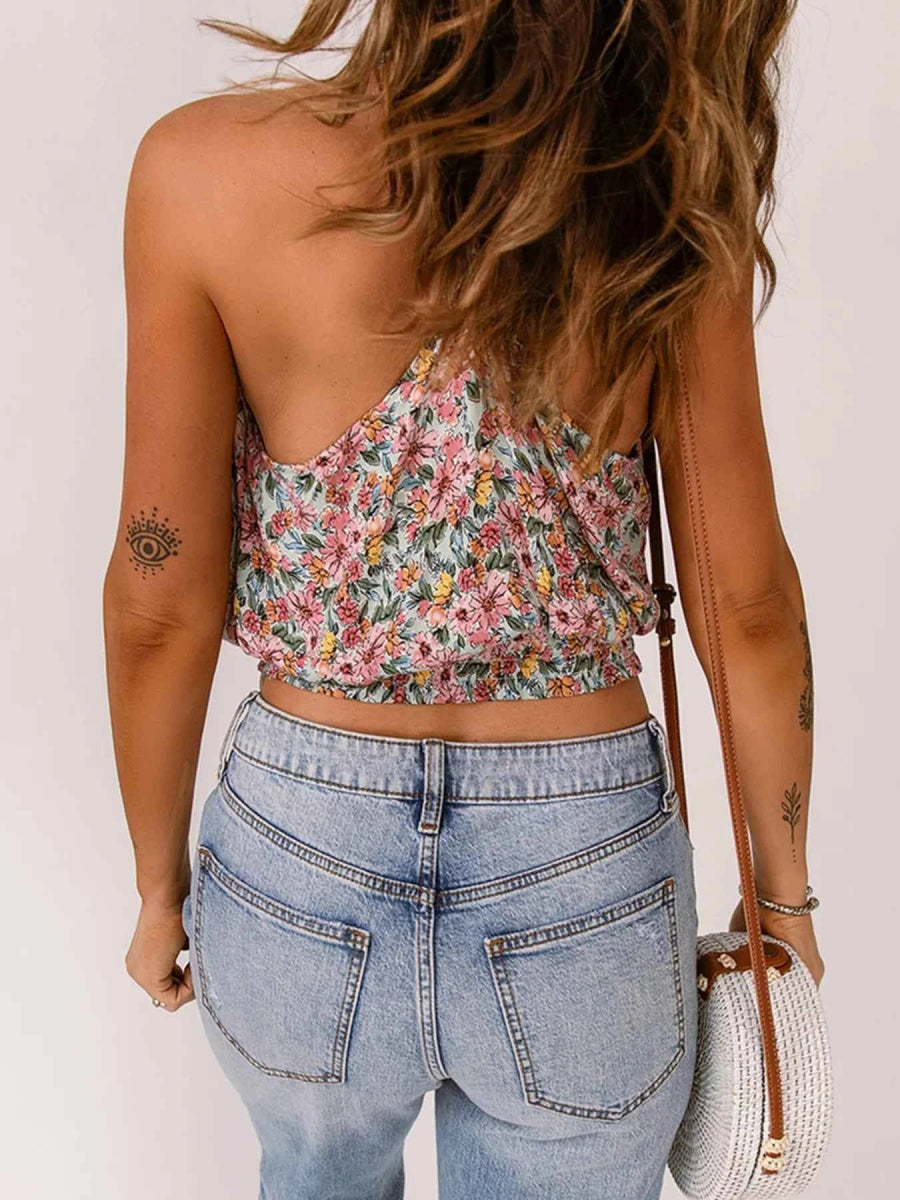 Floral Print Halter Cami Top.