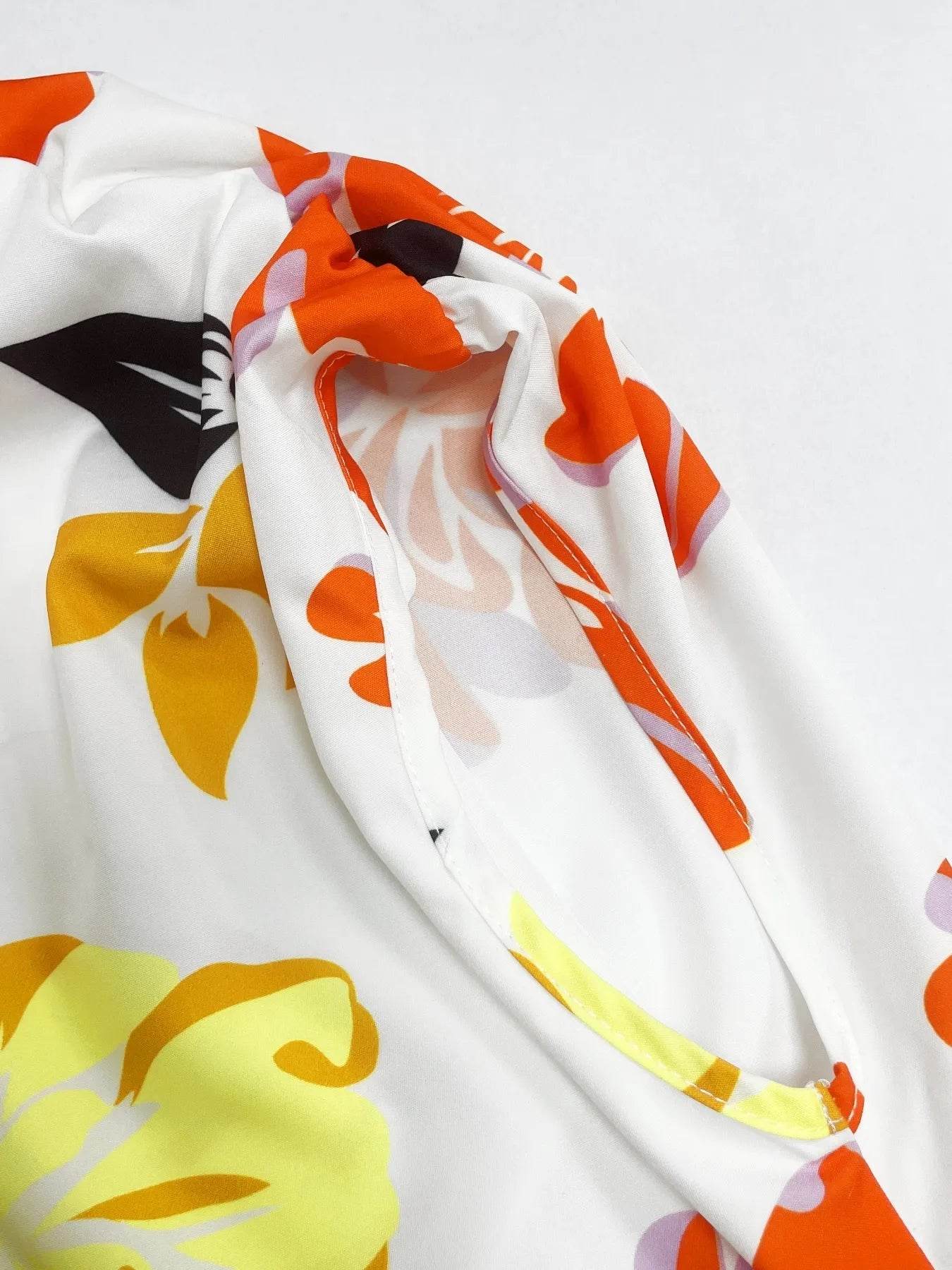 Floral One Shoulder Blouse - Stylish and Trendy Floral Print Top - EBYNN