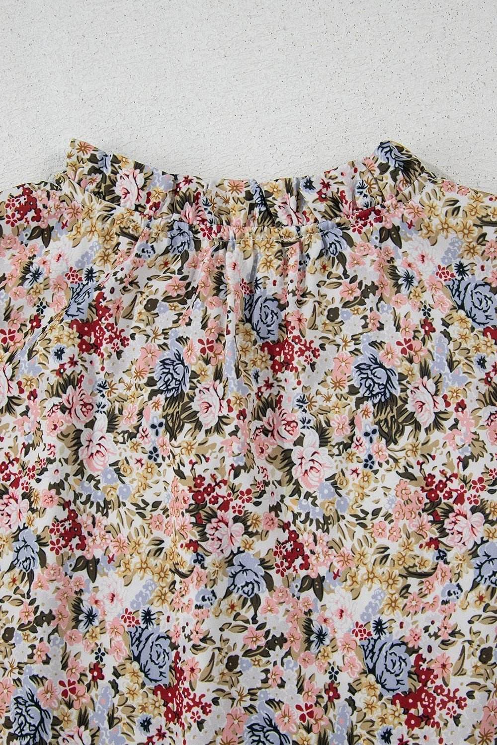 Floral Ruffle Cap Sleeve Blouse for Effortless Style - EBYNN