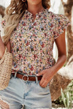 Floral Ruffle Cap Sleeve Blouse for Effortless Style - EBYNN