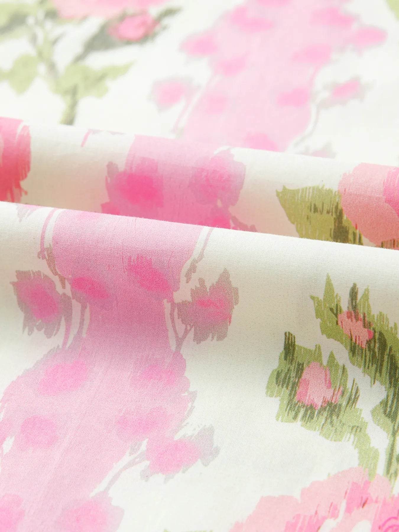 Floral Print Blouse with Ruffled Sleeves for Effortless Style - EBYNN