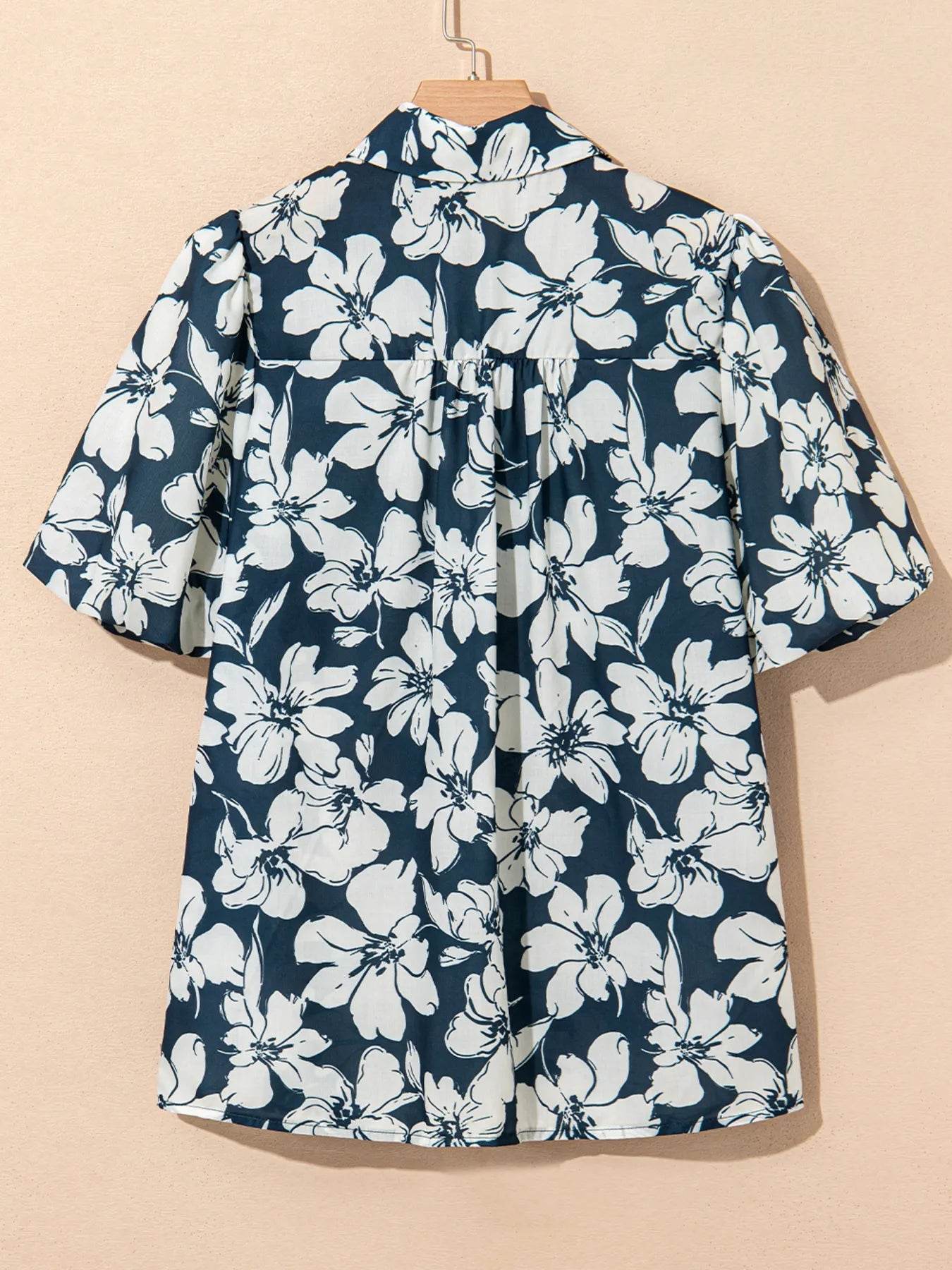 Floral Puff Sleeve Shirt - Stylish Button-Up Top for Effortless Chic - EBYNN