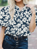 Floral Puff Sleeve Shirt - Stylish Button-Up Top for Effortless Chic - EBYNN