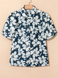Floral Puff Sleeve Shirt - Stylish Button-Up Top for Effortless Chic - EBYNN