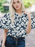 Floral Puff Sleeve Shirt - Stylish Button-Up Top for Effortless Chic - EBYNN