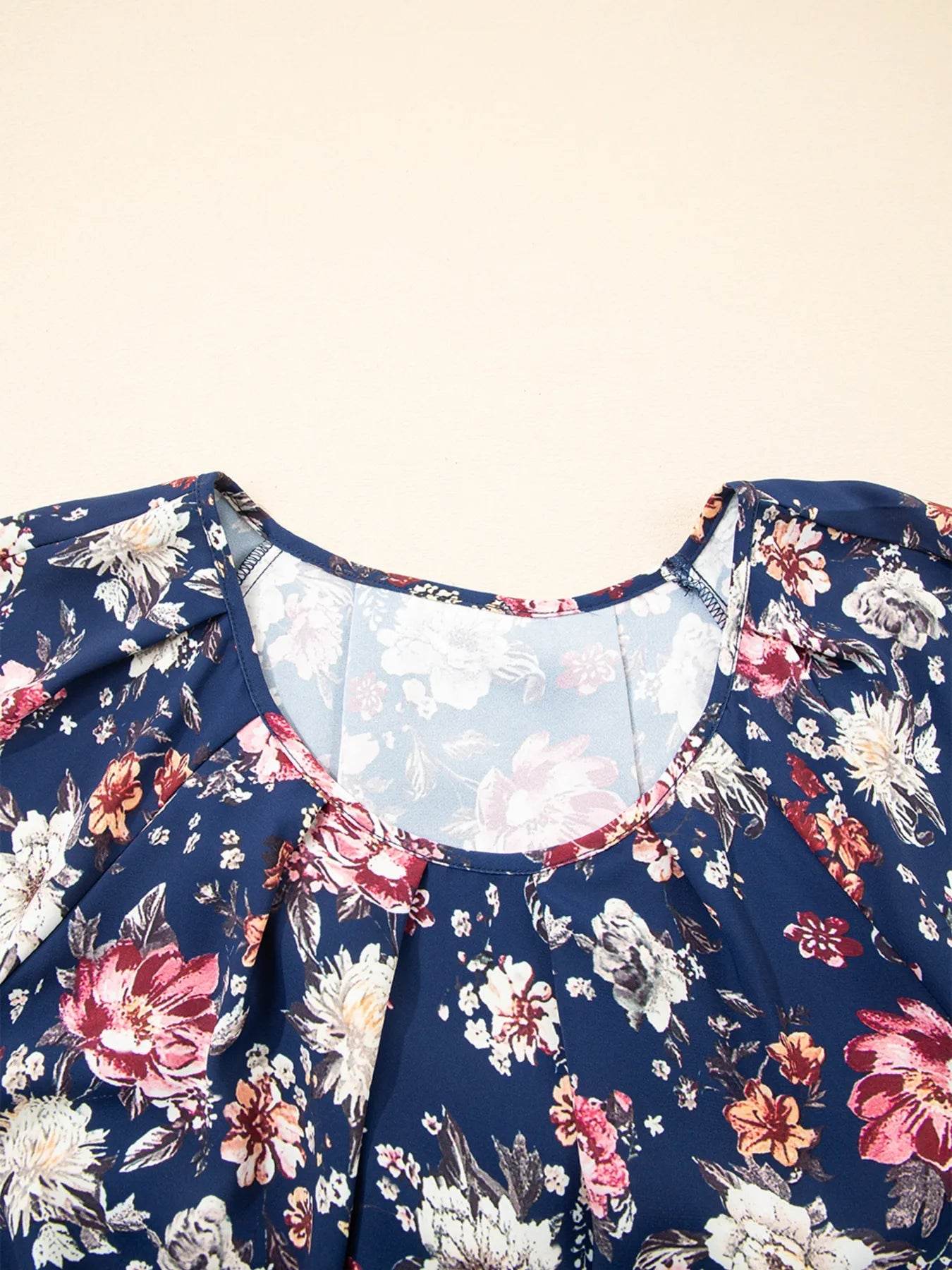 Floral Casual Blouse - Short Sleeve Floral Short Sleeve Casual Blouse - EBYNN