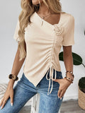 Flower Ruched Front Top for Effortless Style and Comfort - EBYNN