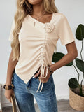Flower Ruched Front Top for Effortless Style and Comfort - EBYNN