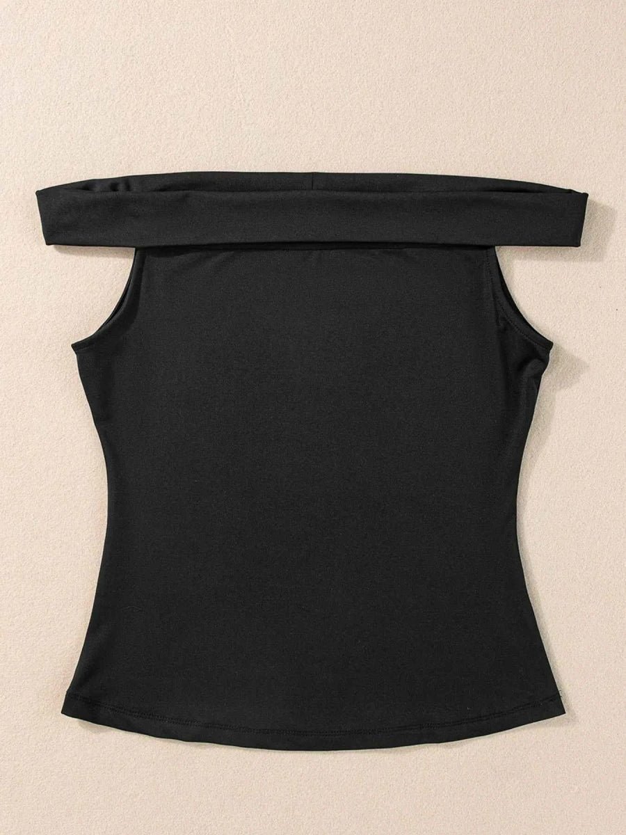 Folded Off Shoulder Slim Top.