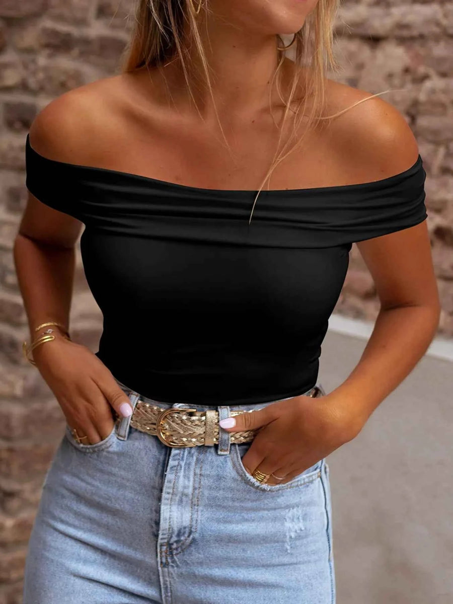 Folded Off Shoulder Slim Top.