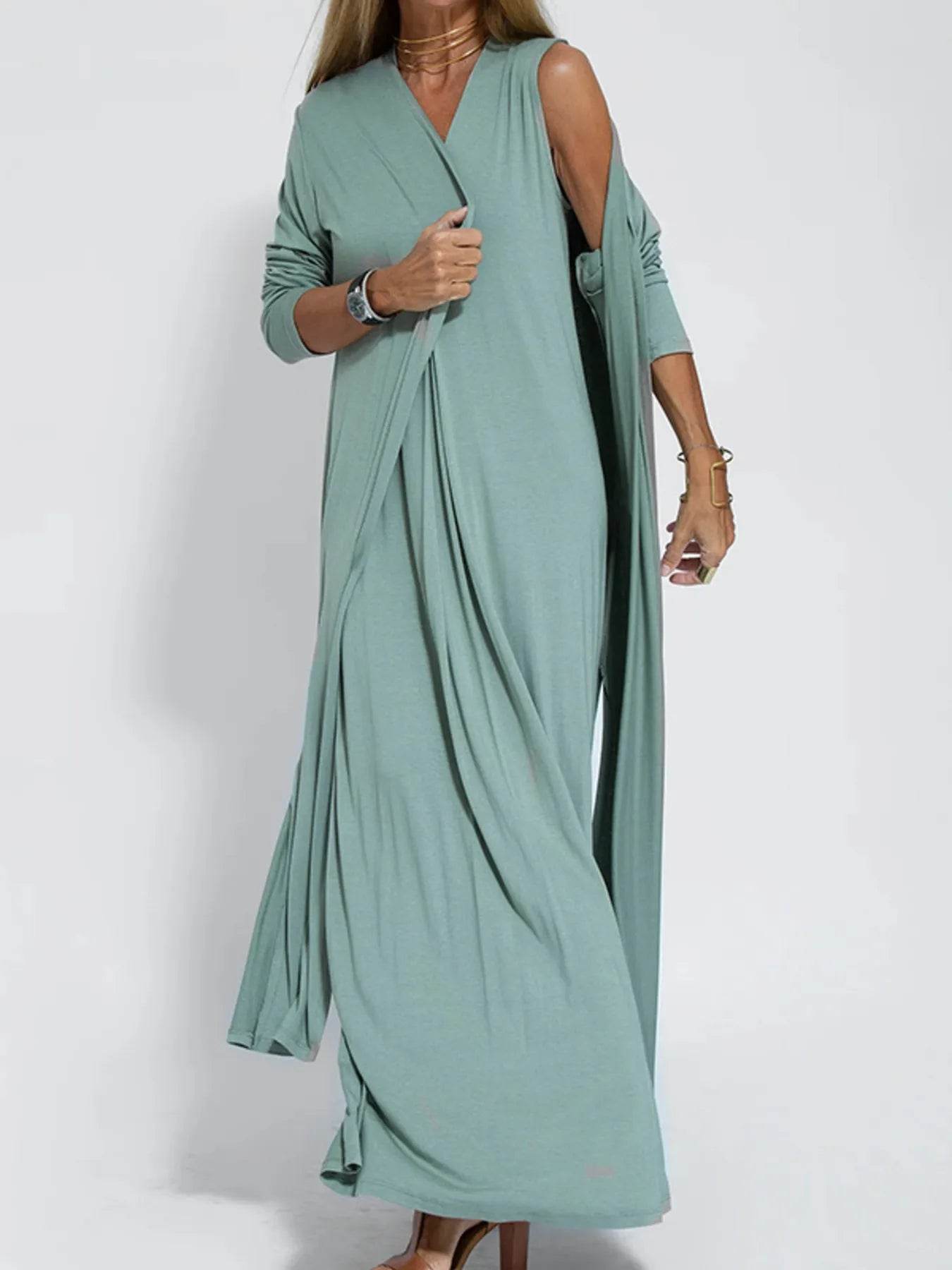 Plus Size Longline Cardigan with Open Front and Side Slit - EBYNN