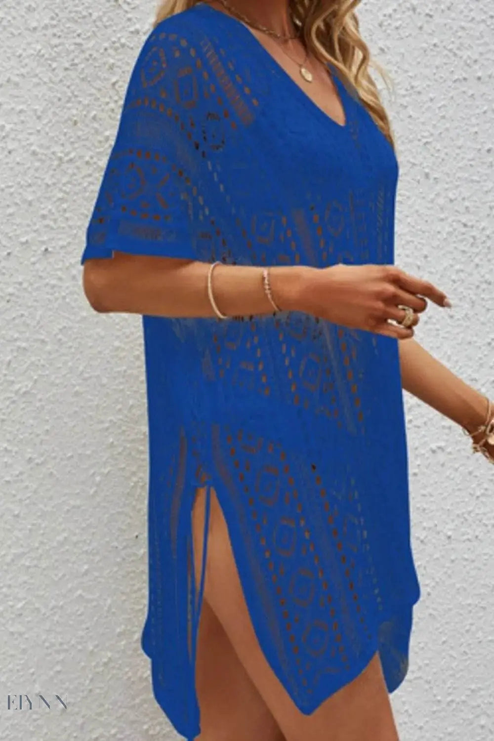 Black Plus Size Beach Cover Up Tunic Dress - EBYNN