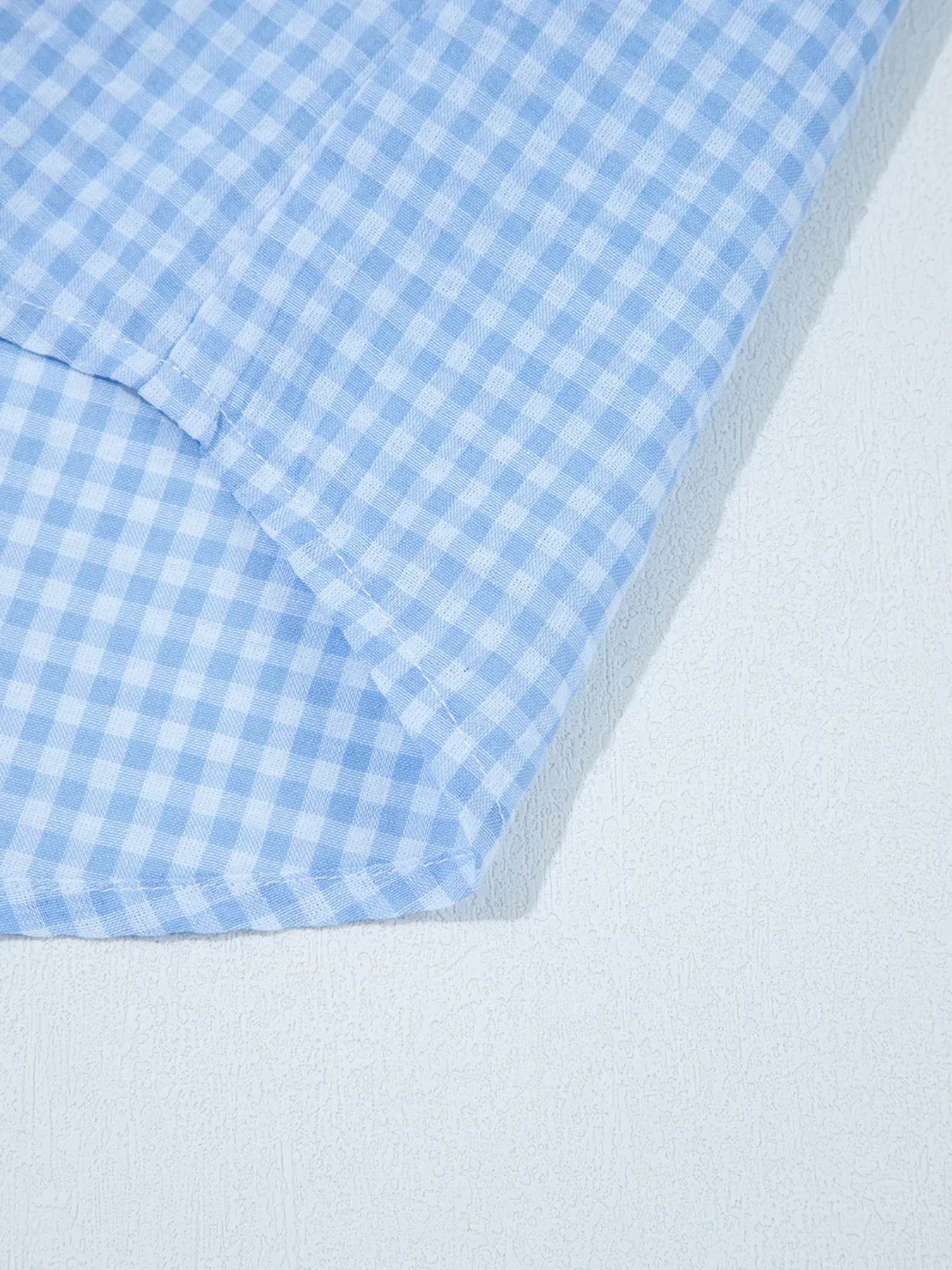 Gingham Puff Sleeve Shirt - Stylish Button-Up for Effortless Chic - EBYNN