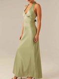 Halter Neck Wrap Maxi Dress with Tie Detail.