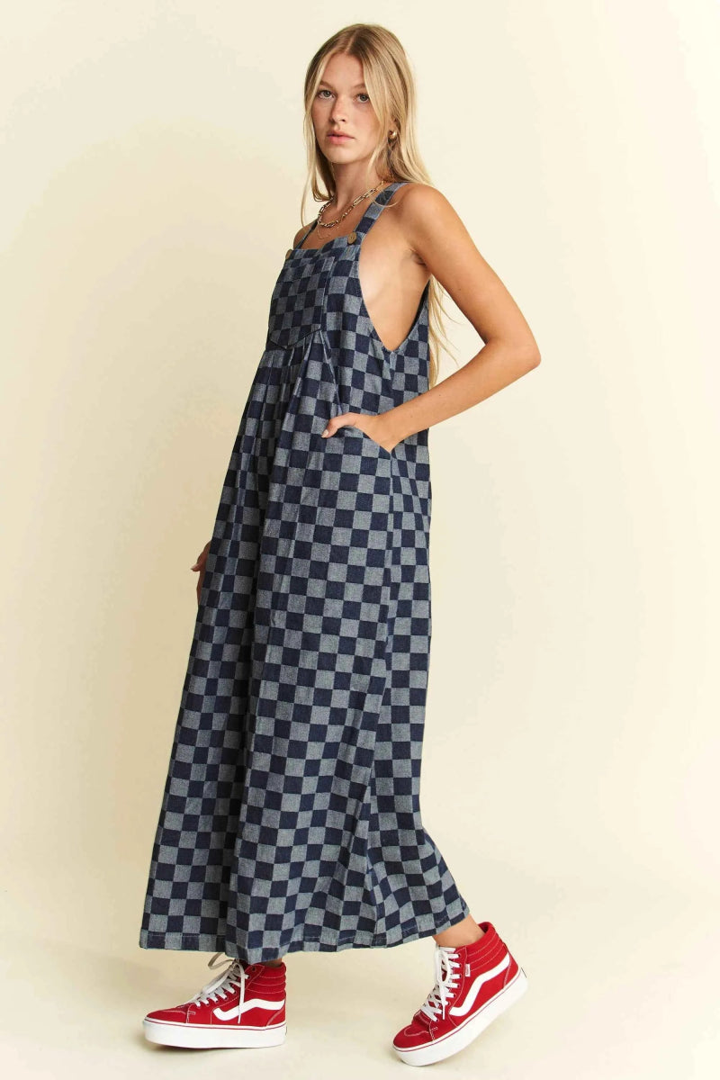 Jade By Jane Denim Checkered Jumpsuit.