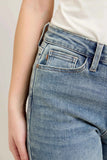 Judy Blue Plus Size High-Waist Vintage Wash Double Roll Cuff Jeans.