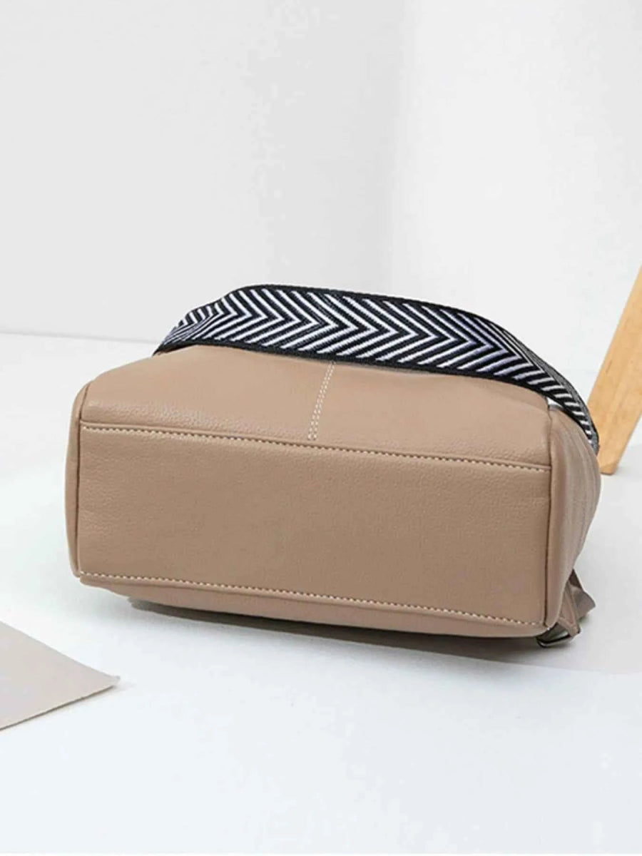 Leather Multi-Compartment Backpack Bag.