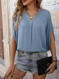 Notched Half Sleeve Top for Effortless Style and Comfort - EBYNN