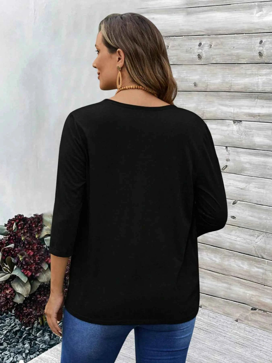 Open Front 3/4 Sleeves Cardigan.