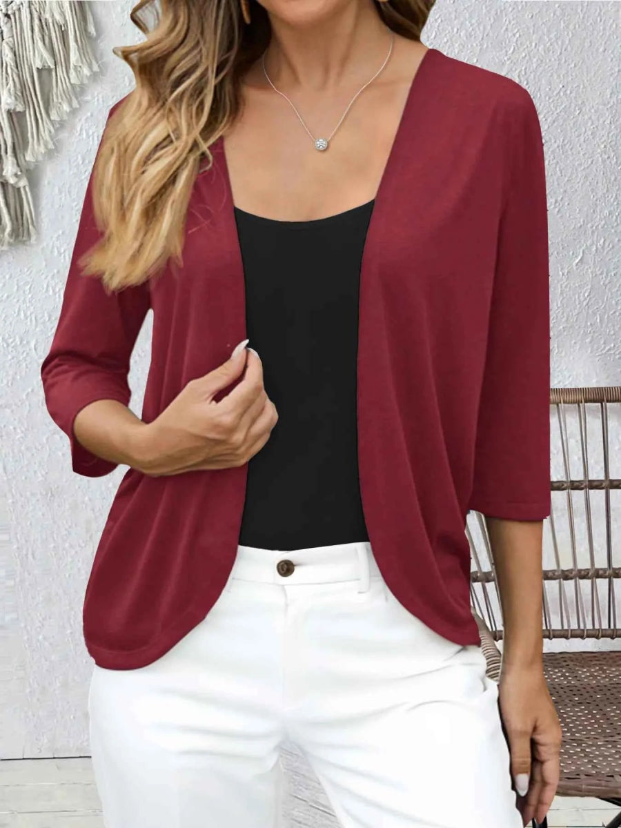 Open Front 3/4 Sleeves Cardigan.