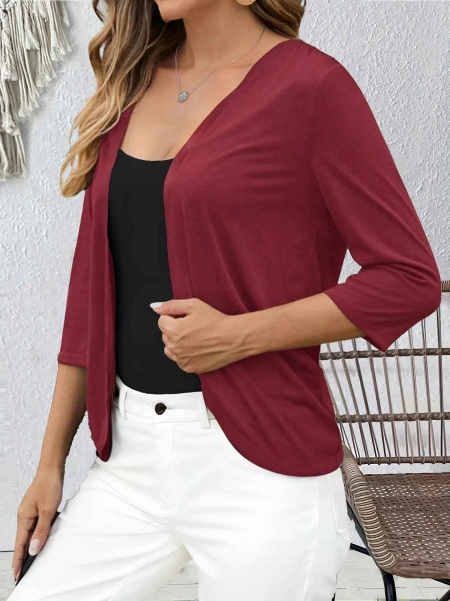 Open Front 3/4 Sleeves Cardigan.