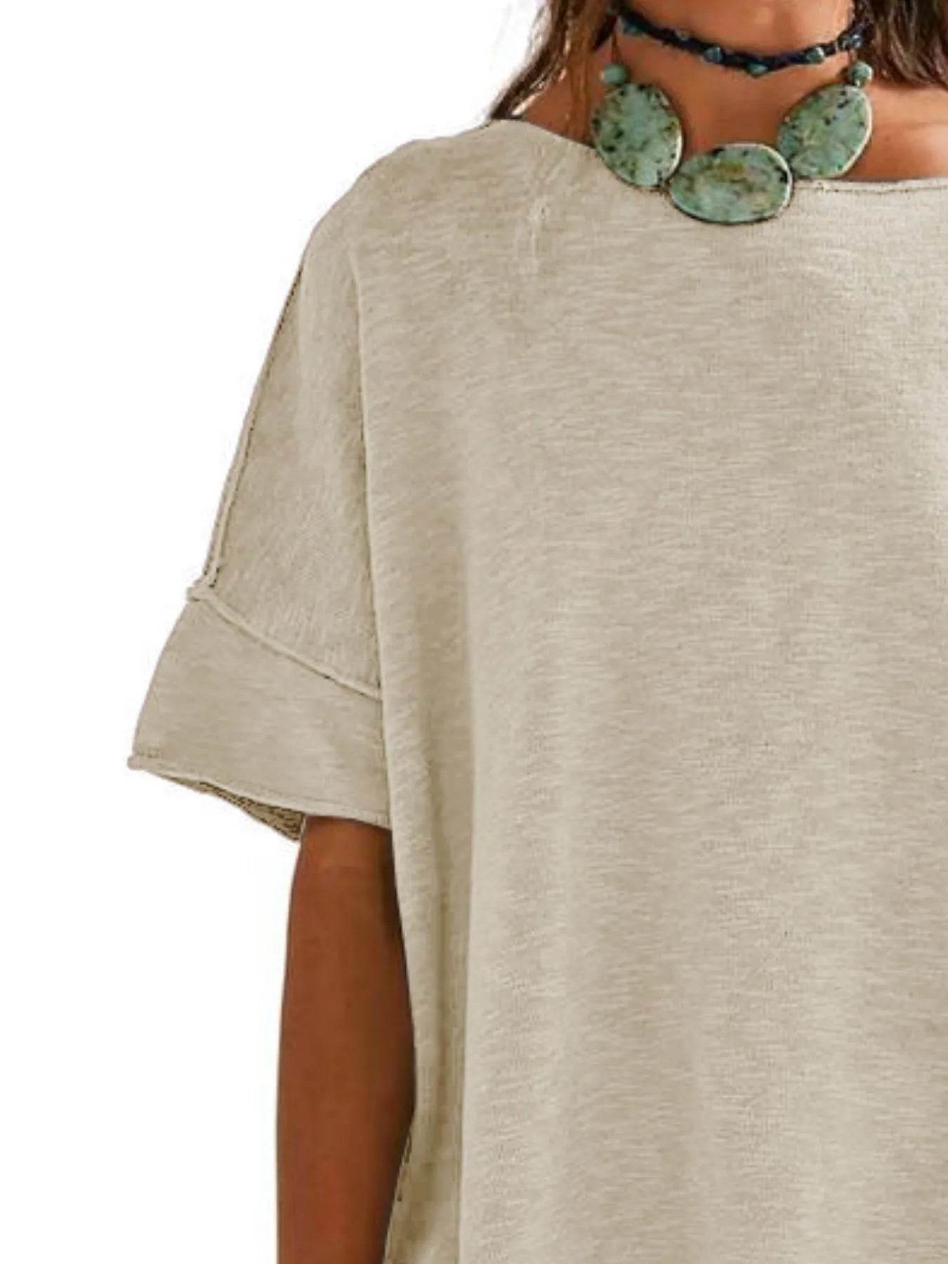 Oversized Round Neck T-Shirt for Ultimate Comfort with Drop-Shoulder Design - EBYNN