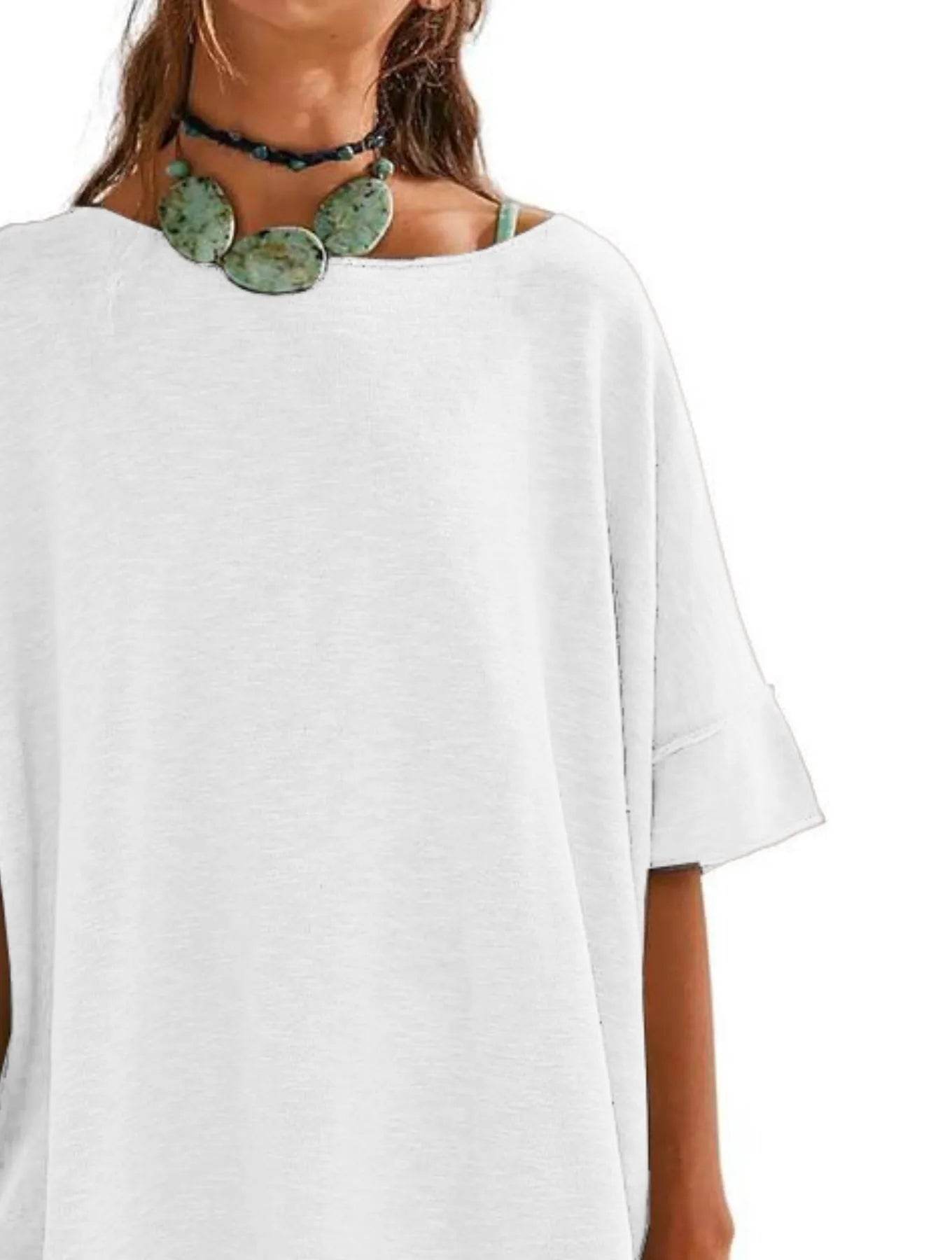 Oversized Round Neck T-Shirt for Ultimate Comfort with Drop-Shoulder Design - EBYNN