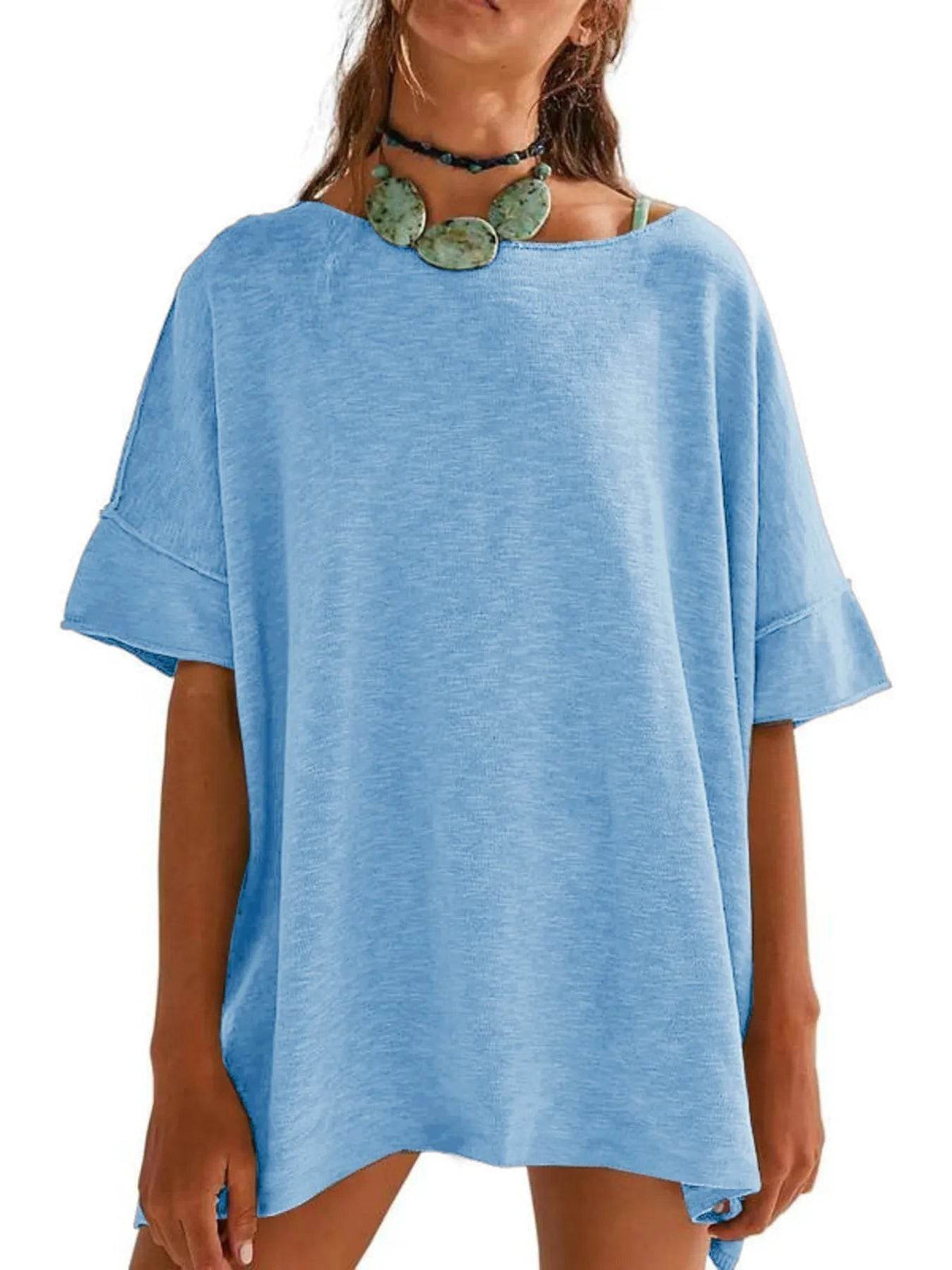 Oversized Round Neck T-Shirt for Ultimate Comfort with Drop-Shoulder Design - EBYNN