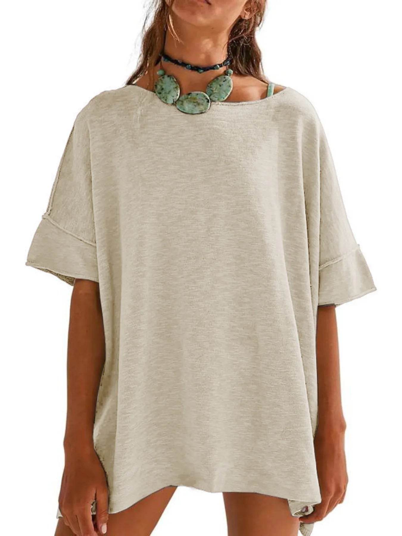 Oversized Round Neck T-Shirt for Ultimate Comfort with Drop-Shoulder Design - EBYNN