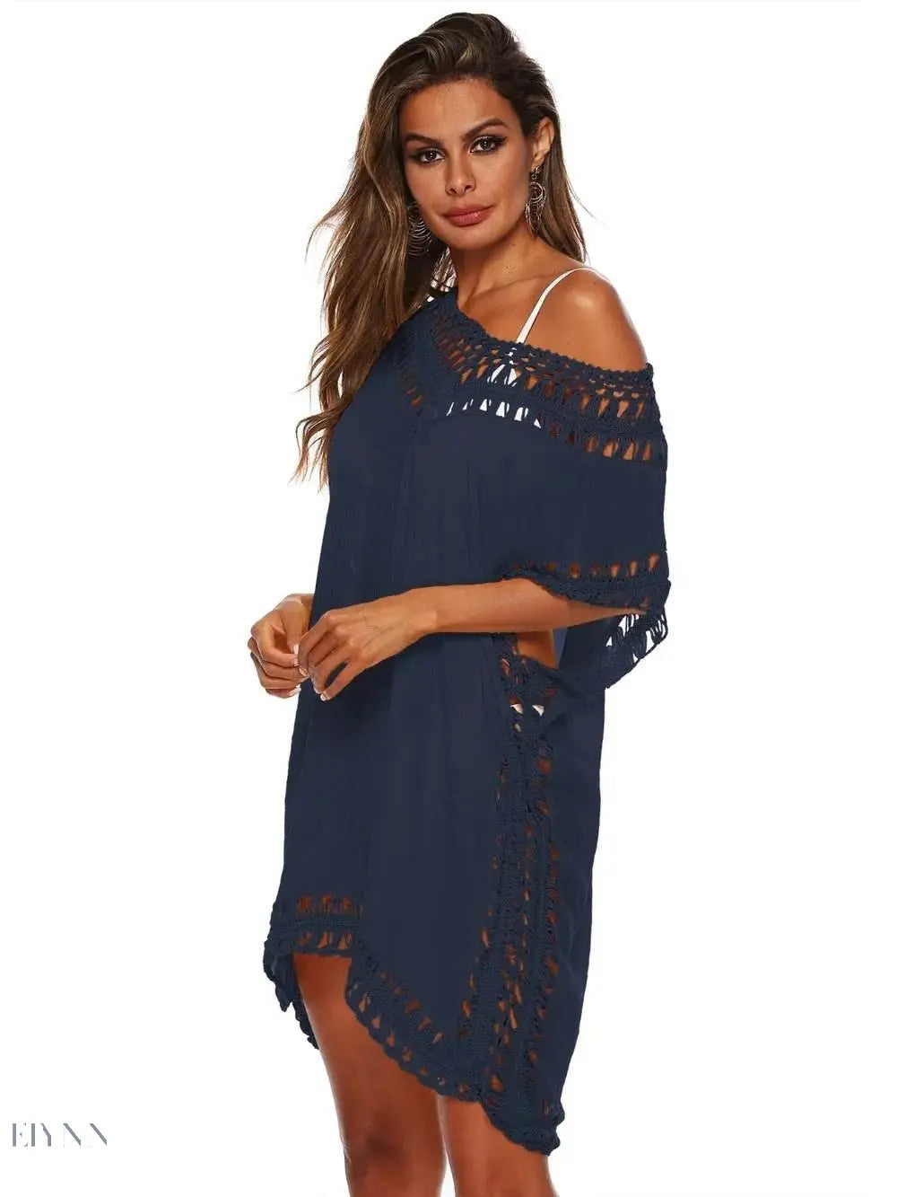 Plus Size Beach Cover Up Dress in Pink Crochet - EBYNN