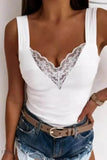 Plus Size Lace Tank Top - Elegant V-Neck Design for All Occasions - EBYNN