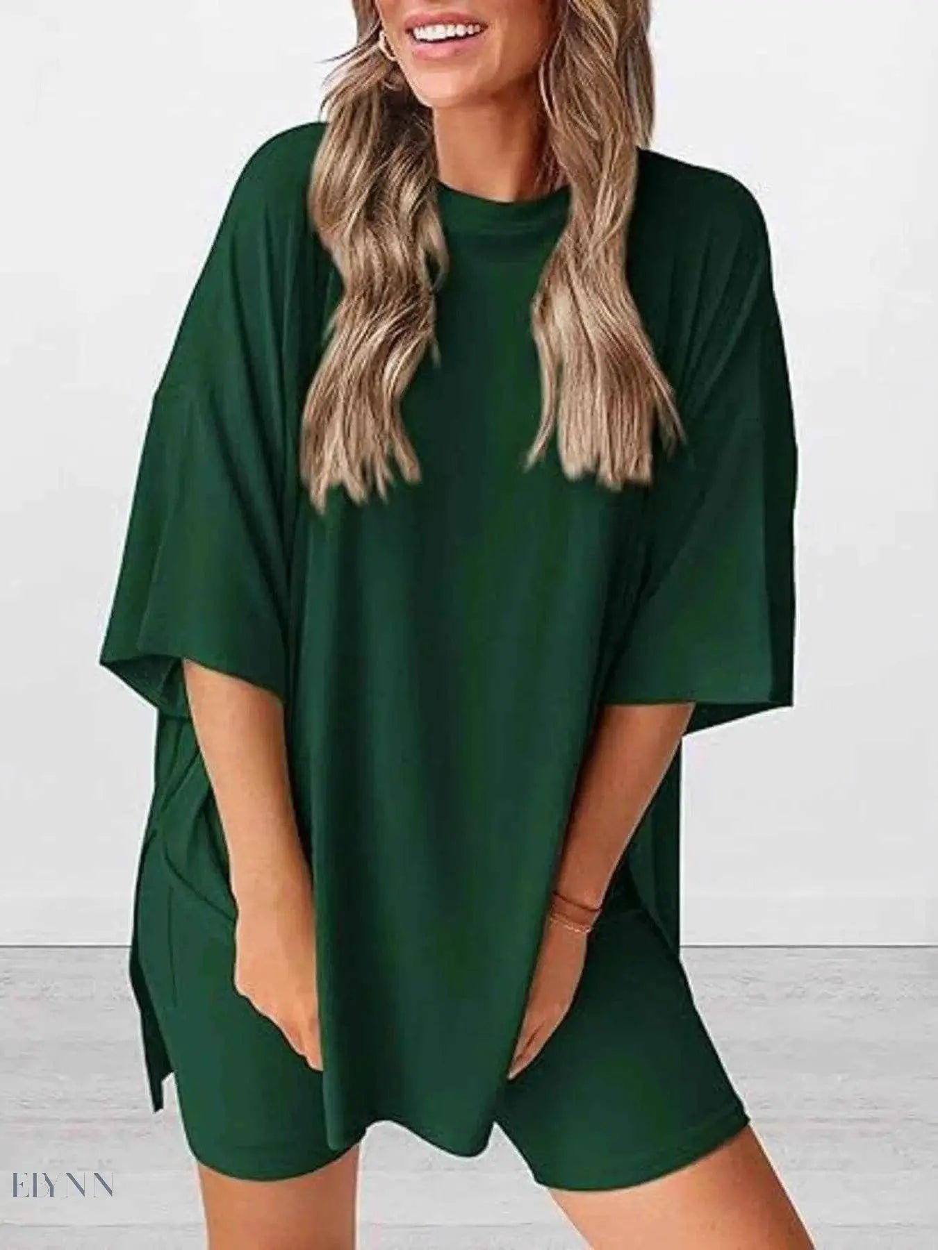 Plus Size Lounge Set for Women - Stylish and Comfortable Olive Outfit for Ultimate Relaxation - EBYNN