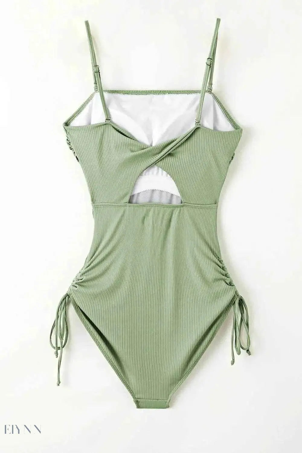 Ribbed Green Cutout Swimsuit - Stylish One Piece for a Chic Summer Look - EBYNN