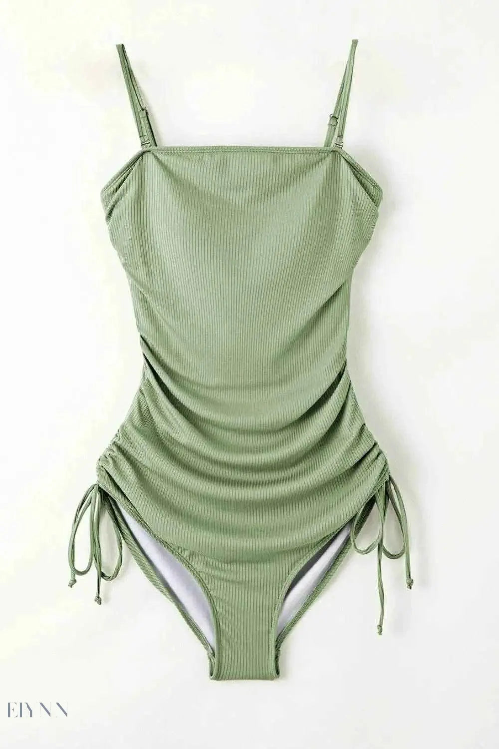 Ribbed Green Cutout Swimsuit - Stylish One Piece for a Chic Summer Look - EBYNN