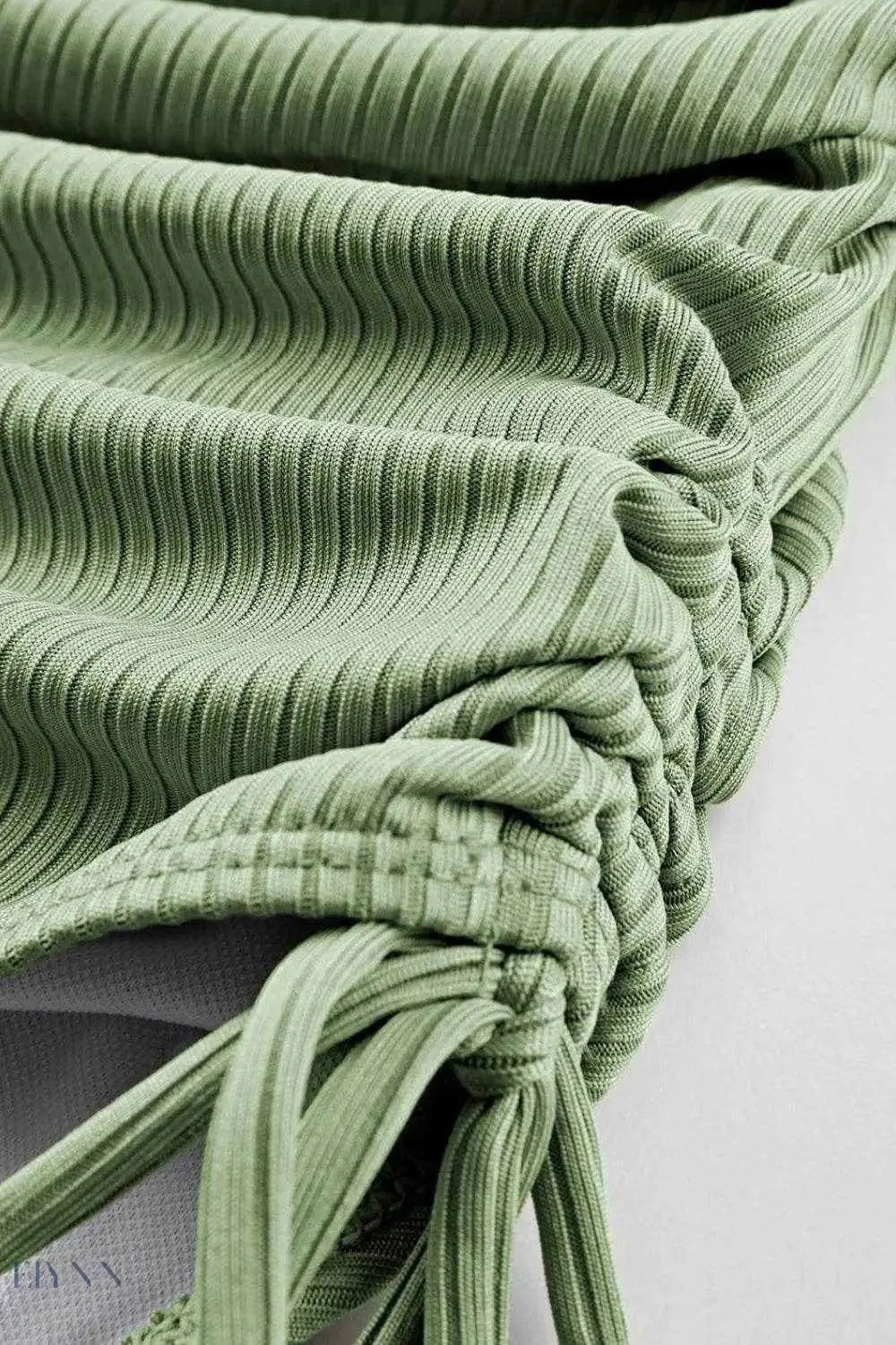 Ribbed Green Cutout Swimsuit - Stylish One Piece for a Chic Summer Look - EBYNN