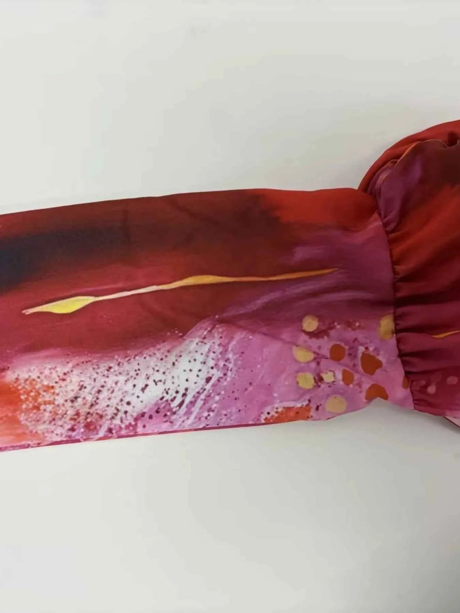 Ruched Front V-Neck Long Sleeve Maxi Dress.