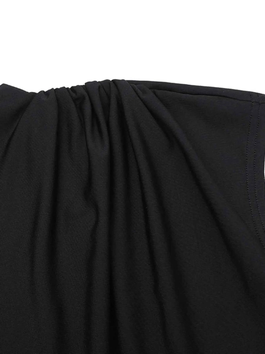 Ruched Slit Cap Sleeve Maxi Dress.