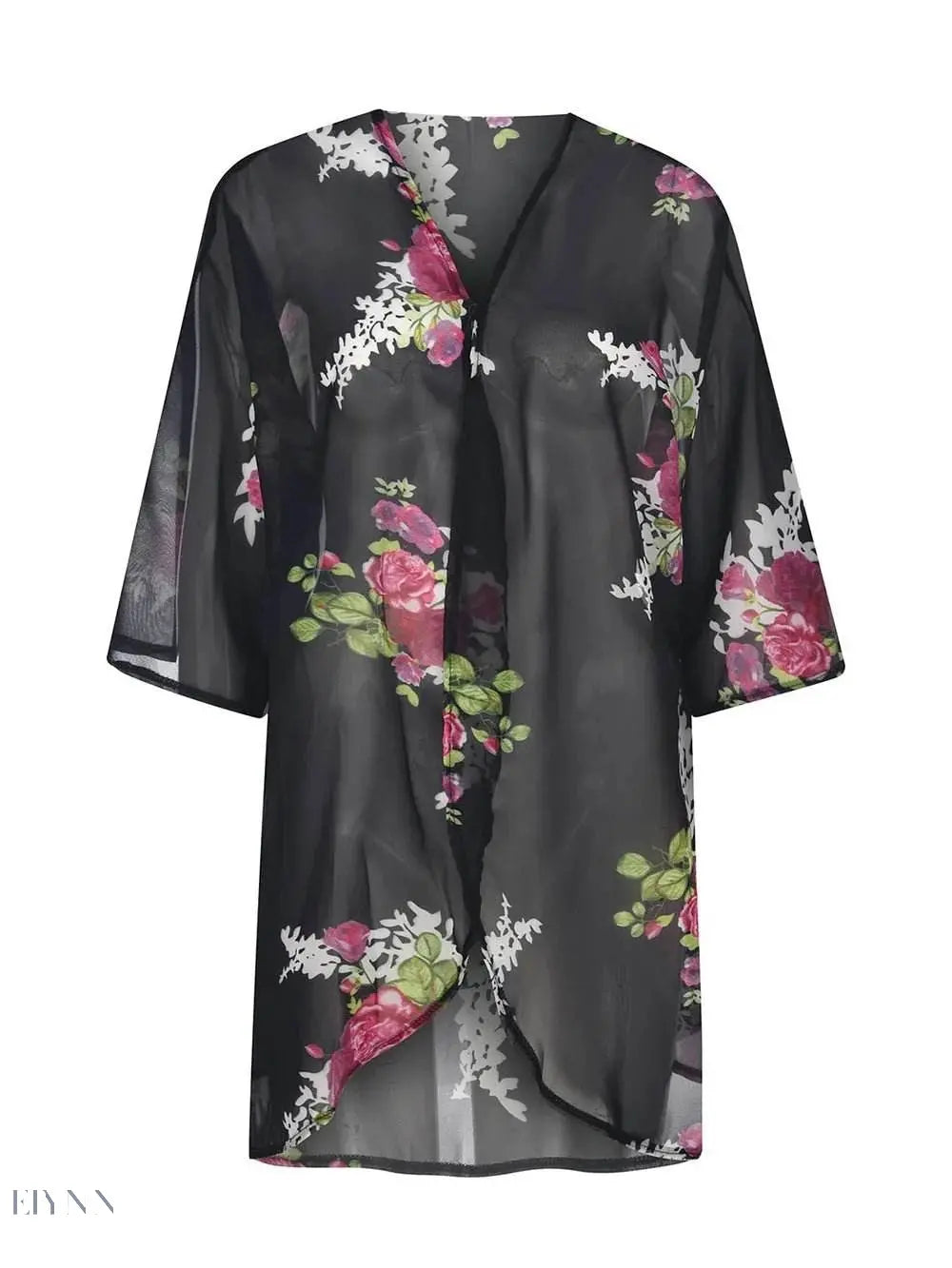 Sheer Beach Cover Up Lightweight White Kimono - EBYNN