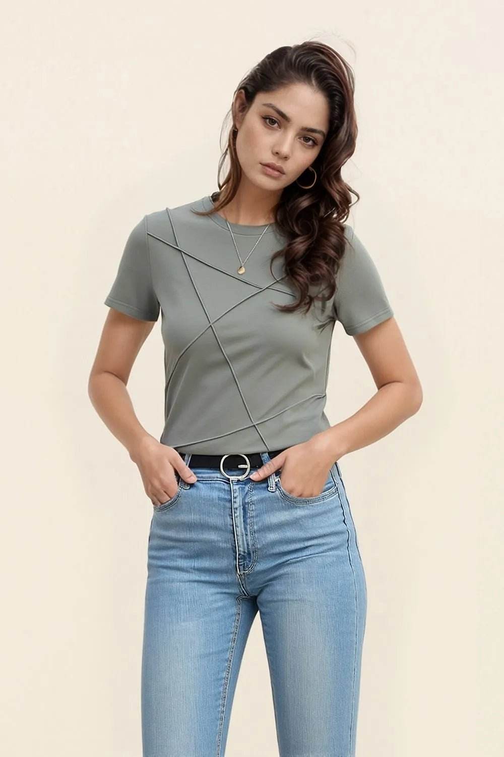 Solid Color T-Shirt for Every Occasion - Round Neck Style - EBYNN