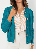 Textured Knit Cardigan - Button-Front Style for Effortless Elegance - EBYNN