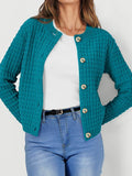 Textured Knit Cardigan - Button-Front Style for Effortless Elegance - EBYNN