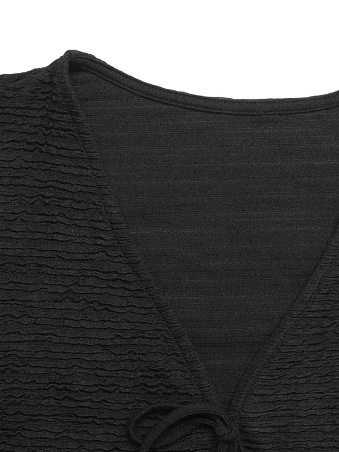 Tie Front Blouse - Stylish V-Neck Top for Effortless Chic - EBYNN