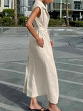 Elegant Tie Waist Cap Sleeve Maxi Dress.