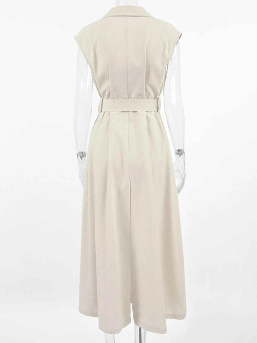 Elegant Tie Waist Cap Sleeve Maxi Dress.