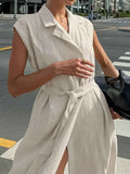 Elegant Tie Waist Cap Sleeve Maxi Dress.