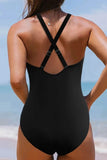 Twisted Crisscross One-Piece Swimsuit Black - EBYNN