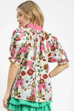 Umgee Floral Blouse - Oversized Puff Sleeve Style - EBYNN