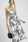 Umgee Printed Tiered Tube Midi Dress.