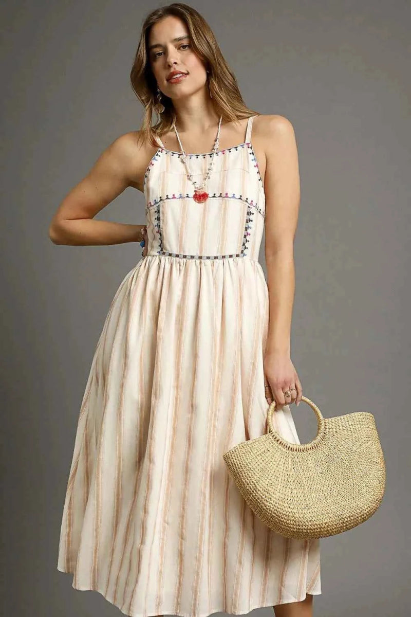 Umgee Colorful Embroidered Cami Dress.