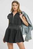 Umgee Zip Front Cap Sleeve Mini Dress.